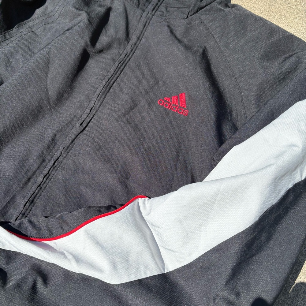 Adidas Men's Black Jacket with Red Accents - Picture 2 of 9